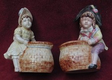 rare ancienne  magnifique paire pot  barbotine Onnaing wasmuel Sarreguemines