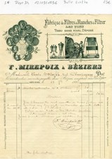 Dépt 34 - Béziers - Belle Entête Filtres & Manches à Filtrer les Vins 12/09/1896