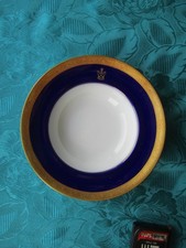 Assiette creuse porcelaine limoges Raynaud véritable incrustation bleu de four