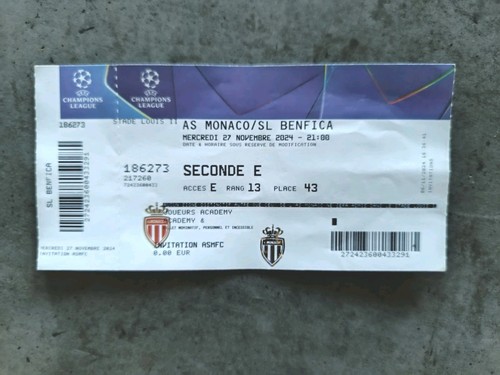 Ticket monaco benfica - as,