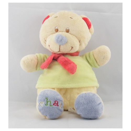 Doudou chat écru - , vert