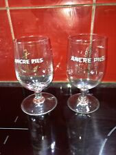 Ancien 2 verres a biere emaille biere ancre pils brasserie de l'Esperance 25cl