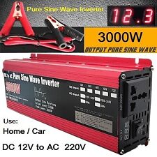 3000W Onduleur Convertisseur Pure Sinus 12V 220V Transformateur Chargeur DC AC 