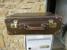 ancienne Valise En Fibre Vulcanisée Véritable Marron Deco Rétro