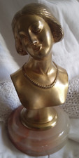 Ancien bronze doré buste de femme Art Déco 1930 signé H. Boyer bronze de bureau