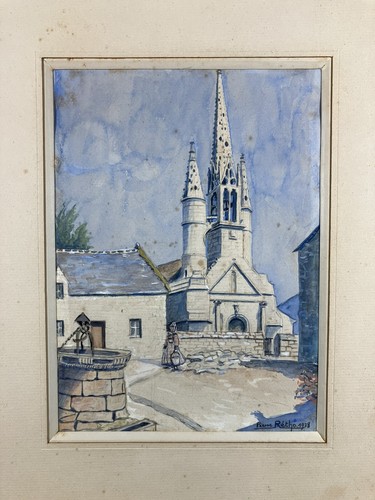 Aquarelle vue église - aquarelle, de