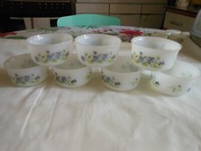 7 ramequins motif violettes ARCOPAL France vintage