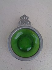 taste-vin en étain et verre transparent vert