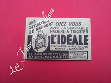 MACHINE A TRICOTER L'IDEALE  TOURS publicité ancienne 1954 
