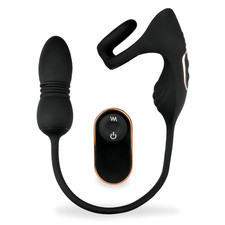 Plug anal vibrant va-et-vient automatique Mains Libres avec cockring et masseur 