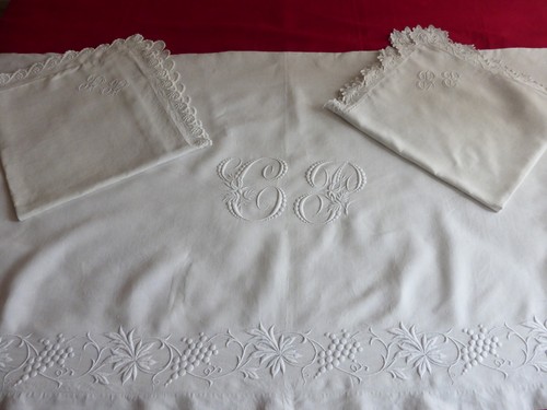 Parure ancienne lin 2 taies - parure,