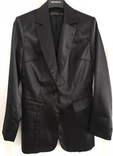 Veste Blazer Smoking Noir Satiné Doublure Fente Arrière 1 Boutonnage ZARA S