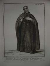 Gravure Religieuse Religion Costume Prêtre de la Doctrine Chrétienne en France