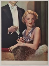 Couple de fumeur Printel 1936 Estampe en couleur Art Déco Mode Tabac