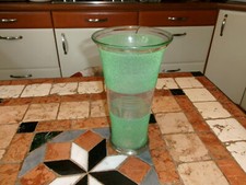 Grand  vase en verre granité Vert et  doré  vintage années 50