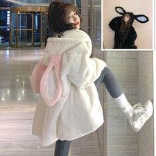 Femme Fille Lapin Oreille Veste Capuche Polaire Lolita Kawaii Pull Mignon