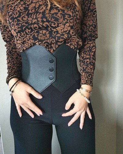 Ceinture corset large noire - corset,