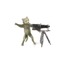 SCULPTURE EN BRONZE D'UN CHAT PHOTOGRAPHE STYLE ART VIENNA