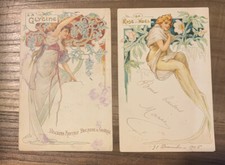 2 CPA.ART NOUVEAU.GLYCINE/ROSE.