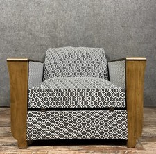 Très rare fauteuil tulipe convertible en lit époque Art Déco en bois clair vers