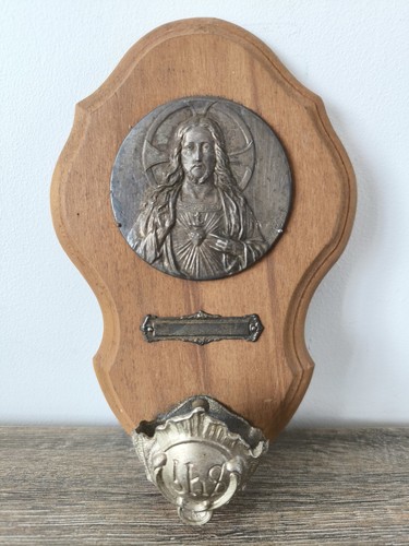 Ancien bénitier christ signé - christ,