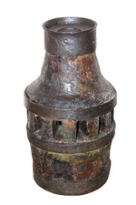 Ancien moyeu de roue de charette en bois vernis pour pied de lampe. H: 38 cm