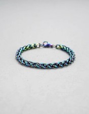 Bracelet Torsadé 100% Acier Inoxydable Chaînette Multicolore Mousqueton Chaine