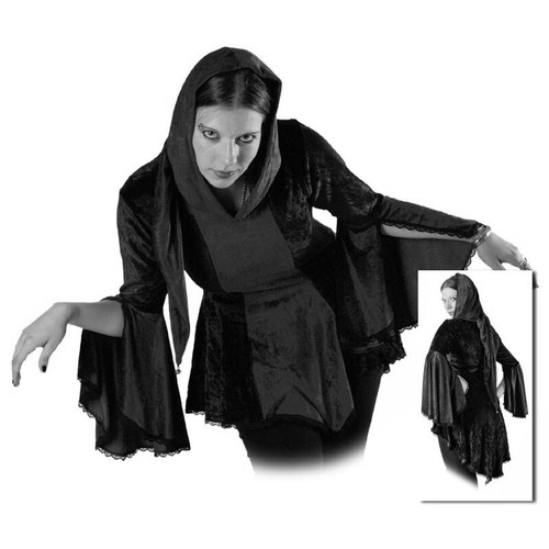 Capuche tunique velours noir - capuche,