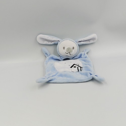 Doudou plat lapin bleu - , blanc