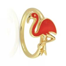 Jolie Bague Neuve Plaqué Or & Laque marque Maty motif "Flamand Rose" taille 56.