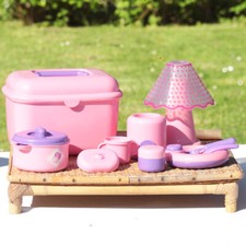 Vanity rose et mauve avec accessoires Berchet France vintage