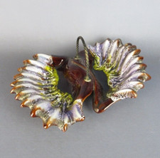 Centre de Table Céramique Coquille Sculpture Vernis Coloré Ornement Vintage