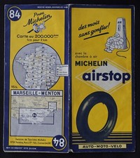 Carte MICHELIN 84 MARSEILLE MENTON 1955 Guide Bibendum pneu tyre map