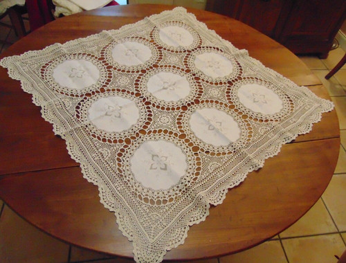Nappe thé écrue brodée - nappe,