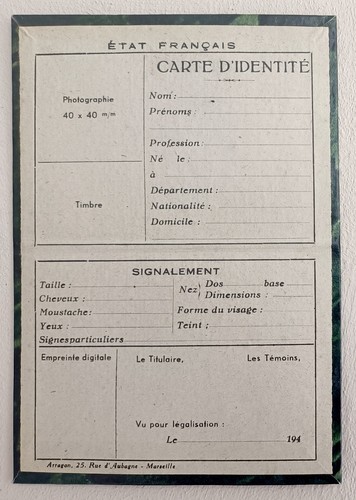 Carte identité ww2 occupation - ww2,