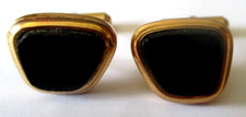 Anciens boutons de manchette MURAT en plaqué or onyx noir bijou vintage 2808