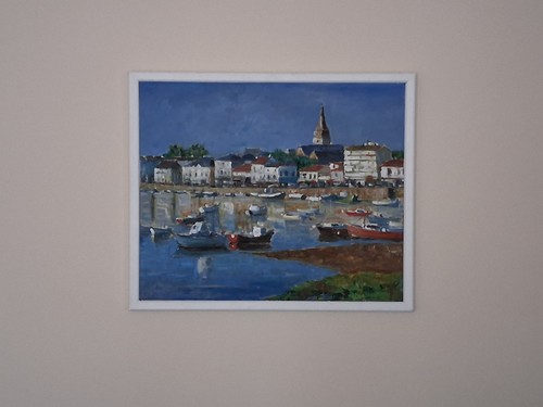 Tableau peinture un port - peinture,