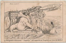 cpa le dirigeable allemand zeppelin a belfort