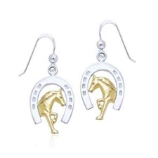 Boucles D'Oreilles En Argent Sterling 925 Avec Accent En Or Pour Cheval Frison