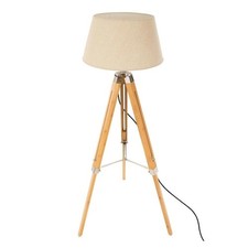 Lampadaire Trépied Bois "Runo" 146cm Beige