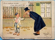 Ancien Chromo Alcool RICQLÈS - Illustrateur H. Gerbault  - Les Proverbes