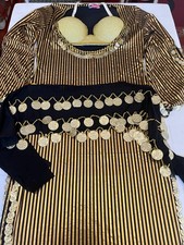 Robe de danse du ventre orientale égyptienne, avec soutien-gorge et écharpe...