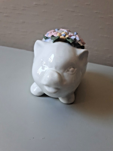 Tirelire ancienne cochon blanc