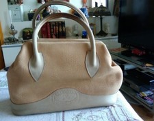 Joli Sac Vintage SABATIER 1947 Collector peau  couleur beige .Pièce unique. Beau