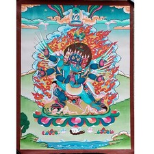 Thangka Vajra Peint À La Main Du Tibet, Vajrakilaya Féroce, Peint En Or, S1