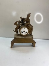 Ancienne horloge en cuivre et laiton ou bronze weingand Strasbourg chien femme