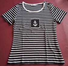 ARMOR-LUX : T-shirt Marinière Femme Manches Courtes Rayé Blanc/Bleu Marine T 2