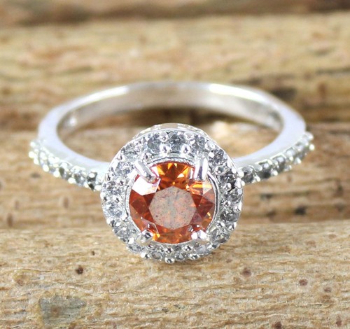 Orange diamant rond solitaire - orange,