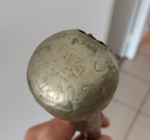 Canne pommeau argent devise - pommeau,