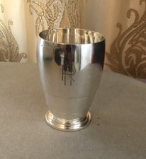 Timbale Piédouche En Argent Massif  Vermeil Monogramme Poinçon De Minerve